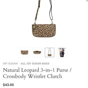 Joy Natural Leopard 3-in-1 Purse/Crossbody wristlet Clutch NWT